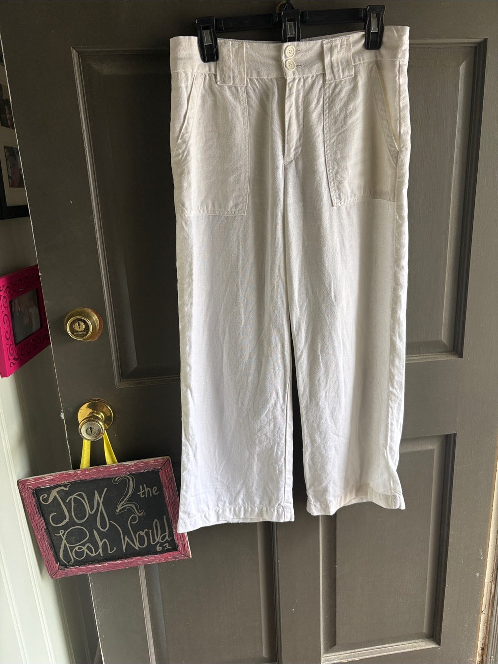 White Wide Leg Cropped Pants